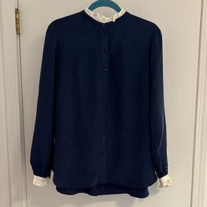 J.Crew Navy Cupro Blouse Navy